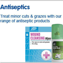Antiseptics. Teat minor cuts and grazes with our range of anitseptic products